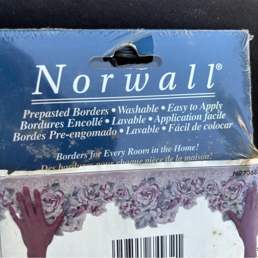Norwall Floral Wallpaper Border Floral LavenderRose pattern. 1 Pkg. 5 yds. NIP